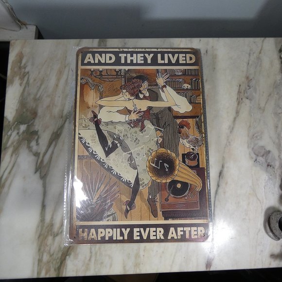 Metal Sign, Vintage Look-And They Lived Happily Ever After-Joyful Couple Dancing - Picture 3 of 4
